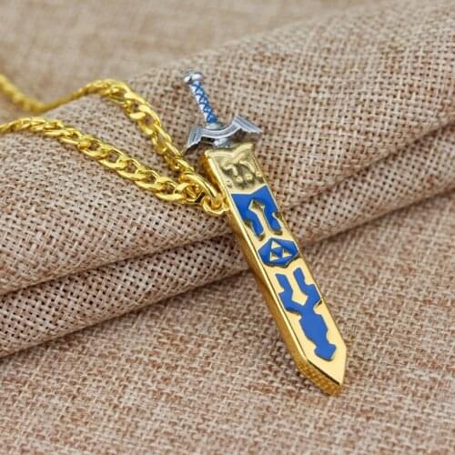 Skyward-Sword Cosplay Costume Necklace Props Golden Color Sheath Swords Alloy Cartoon Pendant Gift Accessories