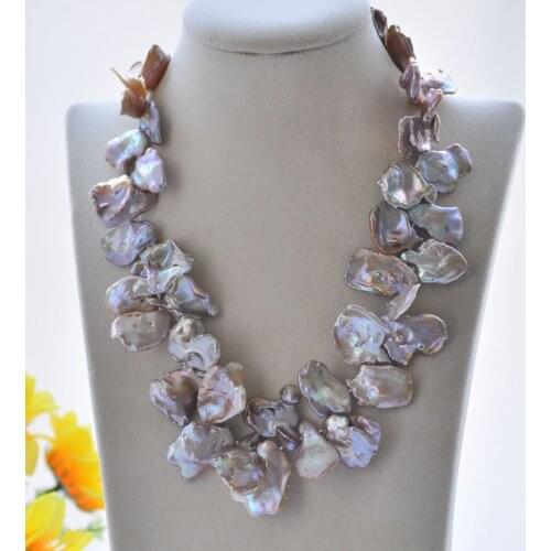 P7307 Huge 18" 26mm Lavender Lamina Baroque Keshi Pearl Choker Necklace