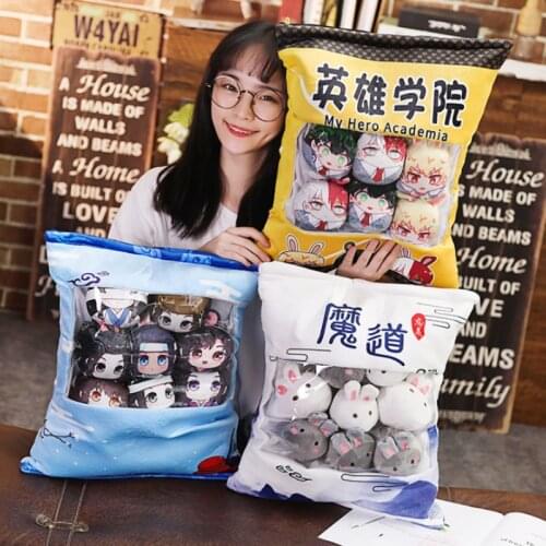 Anime my hero academy plush toys 6pcs / bag demon Slayer cartoon cute plush doll bag pendant adult childrens toy gift pillow