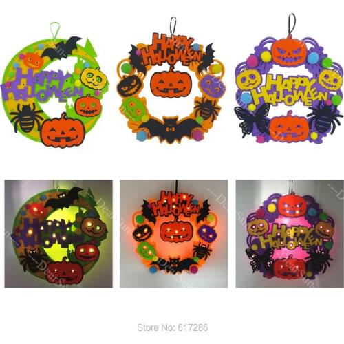 Halloween gift LED Light Halloween Wreath Pumpkin Bat Spider Halloween Decoration