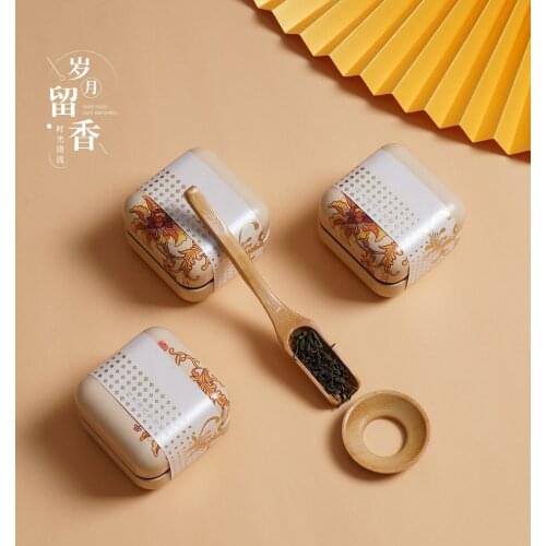 Portable Creative Mini Tea Caddy Metal Storage Box Sealed Coffee Powder Cans Travel Flower Tea Cosmetic Packaging Tin Container