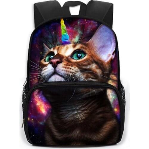 Cartoon Glasses Cat Pattern Backpack Lovely Kitten Unicorn Children School Bags Kids Kindergarten Large Capability Rucksack Gift