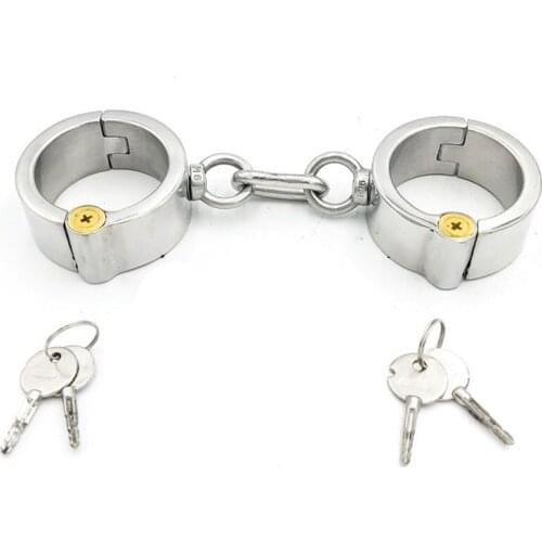 BDSM Bondage Lock Stainless Steel Handcuffs Sex Games For Adults Restraints Torture Hand Cuffs Slave Fetish Couples Erotic Toys