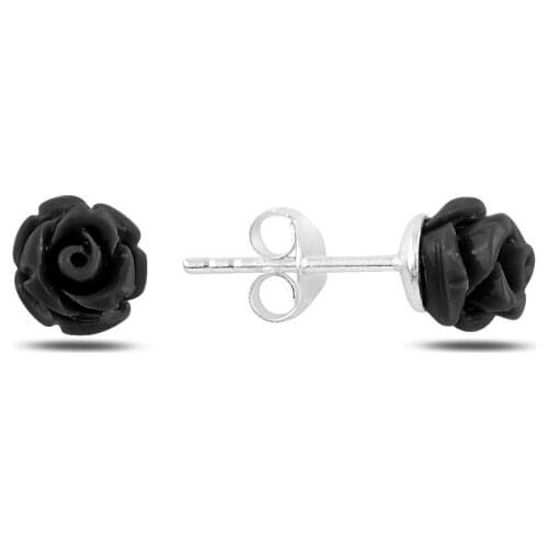 Silver 925 Sterling Rose Figured Earrings