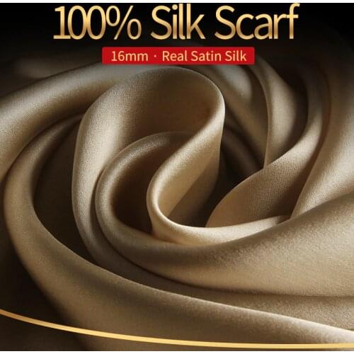 100% Real Silk Scarf Women Bufanda,Hangzhou Silk Shawls,Wraps for Lady Solid Neckerchief Natural Silk Satin Scarf Foulard Femme