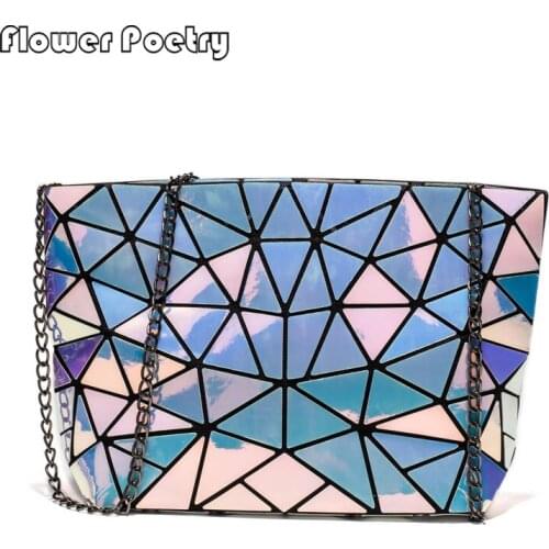 Laser Designer Chain Crossbody Bag Women Geometric Holographic Female Messenger Bags High Quality Leather Ladies Shoulder Bags