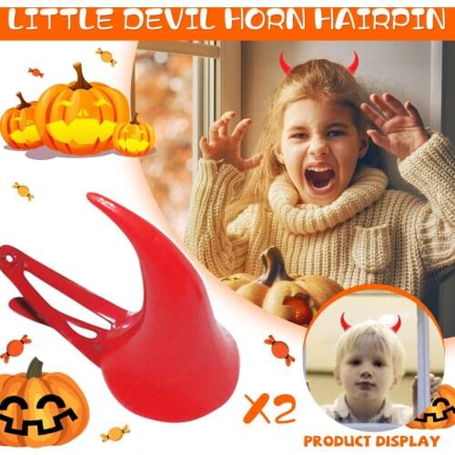 Halloween Decoration Red Horn Hairpin Little Devil Cute Hair Accessories Dress Girls Kids Princess Headwear Hair Clips Jewelry