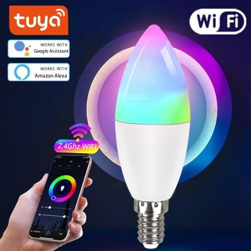 Tuya Smart Bulb Wifi Smart LED Bulb E14 Dimmable Indoor Neon Sign Light Bulb Magic Bulb Candle Bulb Work With Alexa Google Home