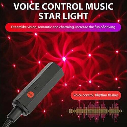USB Starry Sky Night Light Voice Control Music Atmosphere Light Red Color Flashing Star Projection Hose Lights