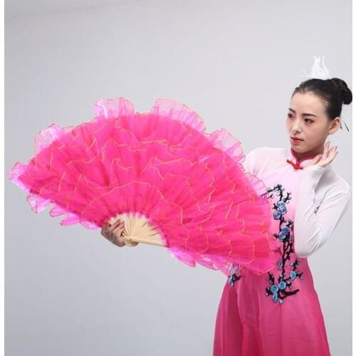 Belly Dance Fan Chinese Style Christian Dance Fan 5 Layers of Yarn Hand Folding Fan Wedding Home Decoration Art Crafts