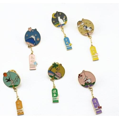 12 pcs/ lot fashion jewelry accessories metal enamel cute animal chinese character brooch pin badge