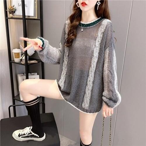 19890 (no. 3 in 1 room side) will spring han edition round collar bright silk sweater 39