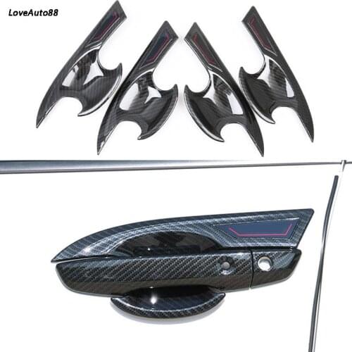 Car ABS Chrome Carbon Fiber handle Protective Cover Door Handle Outer Bowls Trim For Honda Civic 10th 2016 2017 2018 2019 2020