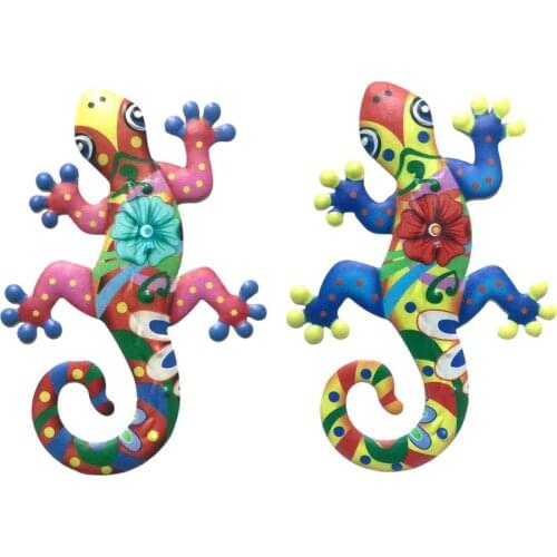 Iron Lightweight Gecko Wall Art Decoration Simulation Small Metal Gecko Lizard Sculptures Outdoor Home Garden Fence Ornaments