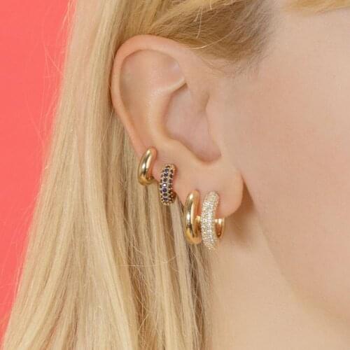 100% 925 sterling silver high Polished Wide mini Hoop Earrings for Women Minimalist gold color Circle Geometric Earring jewelry