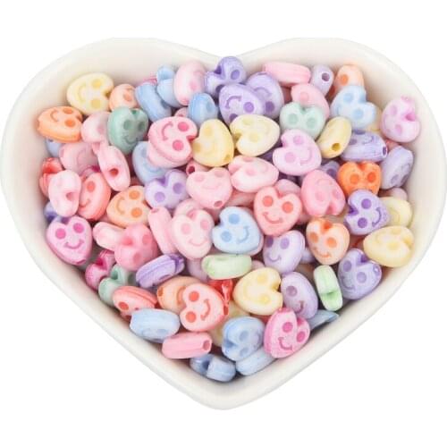 100pcs/lot Mixed Smiley Peach Heart Acrylic Bead Charm Loose Spacer Beads For Jewelry Making DIY Needlework Bracelet Accessories