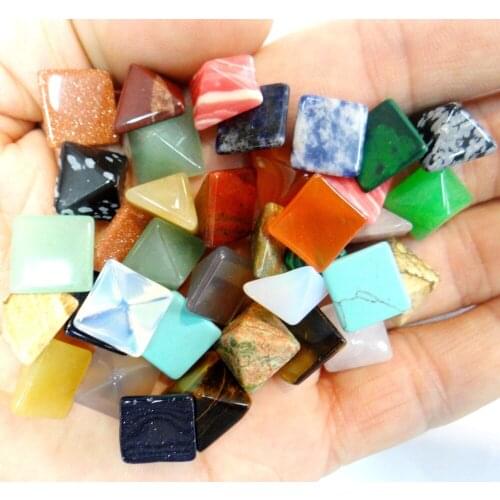 12*12mm Natural stone Turquoises Tiger Eye Quartz crystal Pyramid Cabochon Pendant for diy Jewelry making necklace Accessories