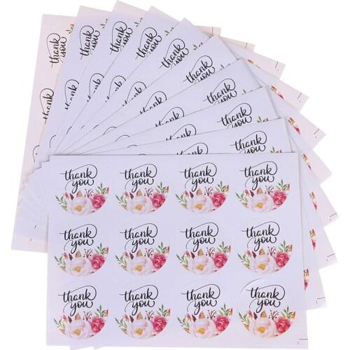 120pcs/lot 40mm Round Flower Sticker Labels "Thank You"packaging Seals Sticker Labels For Envelope Wedding Birthday Gifts