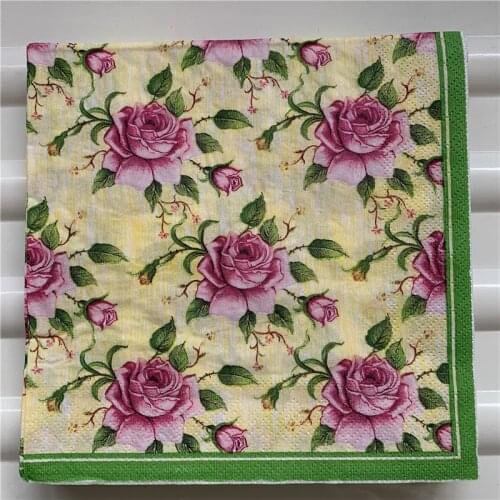 20 vintage napkins paper tissue pink white flowers decoupage wedding party christmas home cafe table dinner decor serviettes