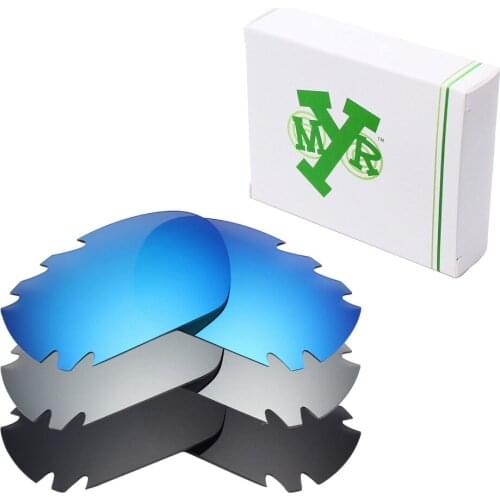 3 Pairs Mryok POLARIZED Replacement Lenses for Oakley Jawbone Vented Sunglasses Stealth Black & Ice Blue & Silver Titanium