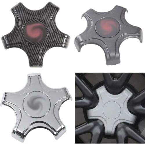 4pcs Car Wheel Center Hub Cover Refitin Carbon ABS Fiber Car Wheel Center Cap Emblem for Tesla Model 3