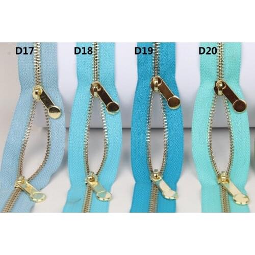 5# double sliders open-end powder blue azure cyan blue turquoise apple green military blackish green diy zip for bags gaments