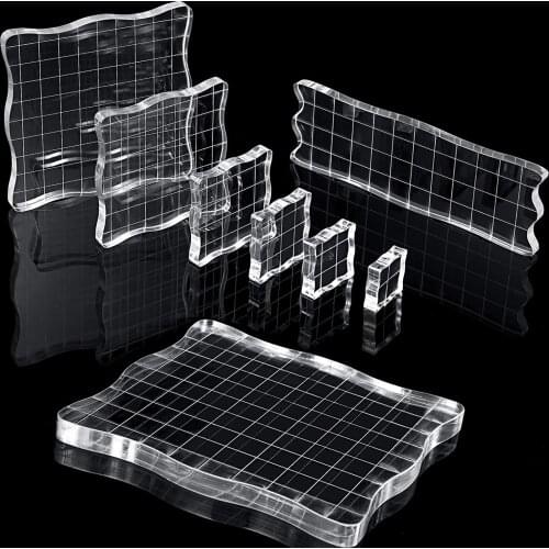 7pcs Clear Acrylic Stamps Block Pad DIY Handmade Tool for Transparent Stamp Acrylic Pad DIY Scrapbooking Decoration Tools