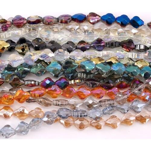 Free shipping 8*10mm leaf shape Loose Crystal Beads for Jewelry Making DIY multi-color Spacer Faceted Glass Beads Wholesale