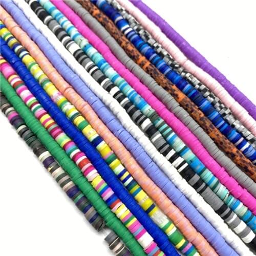 16Inch About 350-400pcs 4mm Flat Round Polymer Clay Beads Chip Disk Loose Spacer Handmade Beads For DIY Jewelry Making Bracelet