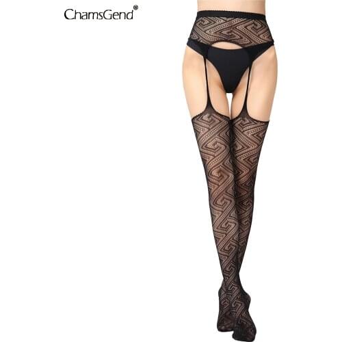 Women Sexy Fishnet Stockings Garter Belt Suspender Black Lace Over The Knee Thigh High Tights Pantyhose Hosiery