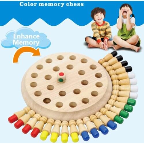 Kids Wooden Memory Match Stick Chess Game Fun Block Board Game Educational Color Cognitive Ability Toy For Children