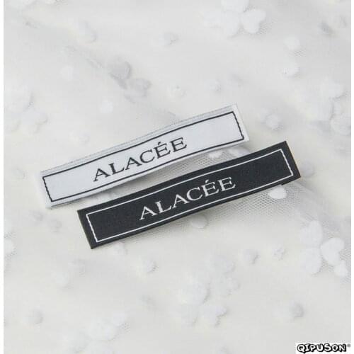 DH027 custom logo brand name woven clothing labels tags customized clothes garment etiquetas main label tag for clothing labels