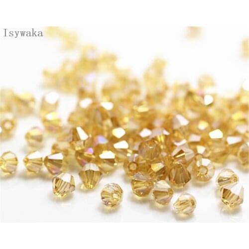 Isywaka light Coffee Color 650pcs 3mm Bicone Austria Crystal Beads Glass Beads Loose Spacer Bead for DIY Jewelry Making