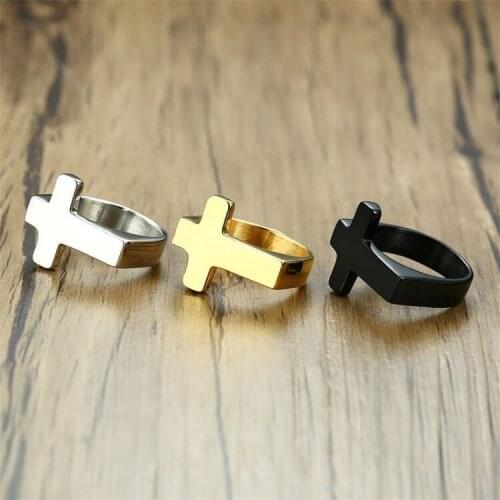 Personality Punk Style Cross Ring Gold/Black/Silver Plated Cross Finger Ring Motorcycle Party Cool Biker Jewelry Men Women Ring