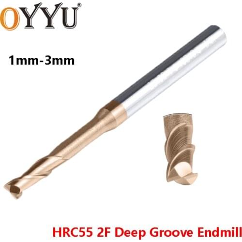 OYYU 2 Flute Deep Long Neck Tungsten Steel End Mills HRC55 Deep Groove Router Bit 1 1.5 2 2.5 3 mm Cabride Endmill CNC