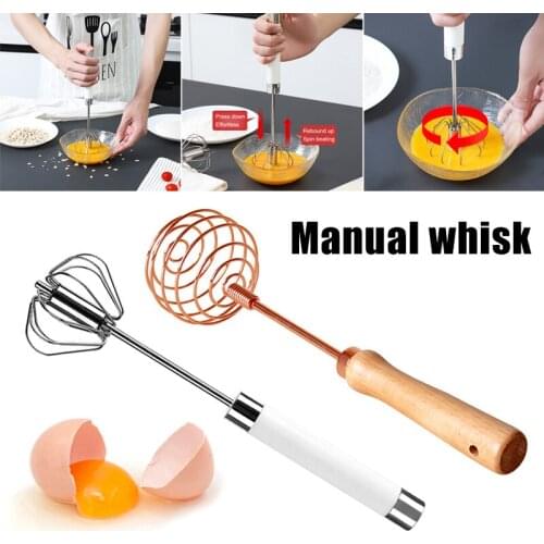 Multifunction Egg Whisk Kitchen Gadgets Spiral Stir Stick Baking Wood Handle Manual Whisk Tool Kitchen Egg Tools Accessories JW