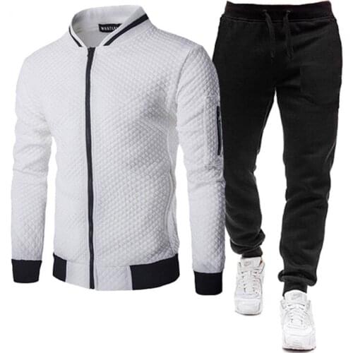 2021 Men Tracksuit 2 Pieces Mens Spring Autumn Sportswear Casual Zipper Jackets Pants Set Sweatshirt Sports Suit Men Sets