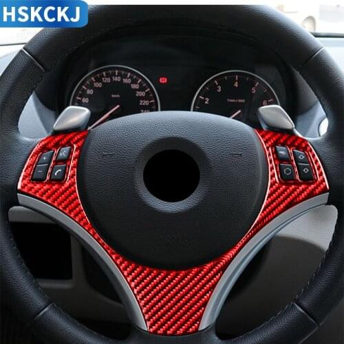 For BMW 1 Series E81 E82 E87 E88 2008-2013 Carbon Fiber Stickers Steering Wheel Interior Suede Leather Wrap Strips Car Trim