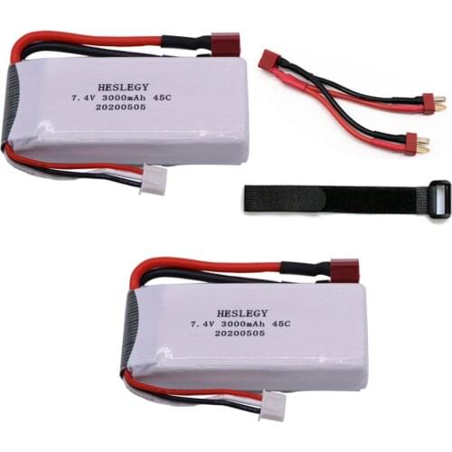 Upgrade 7.4V 6000mah 3000mah*2PCS Lipo Battery for Wltoys 12428 12423 RC Car Spare Parts 7.4V 2S 3000mah battery T Plug