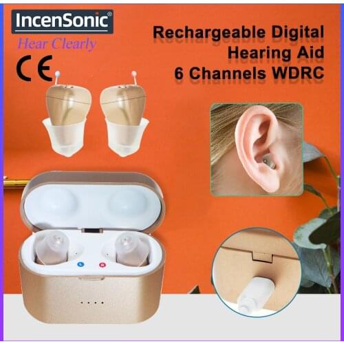 Rechargeable Digital 6 Channels Hearing Aid SR61 Sound Amplifiers Ear Aids for Elderly Moderate to Severe Loss Drop Shipping