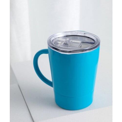 Beer Mugs With Handle And Slide Lids 8oz Office Tumbler Stainless Steel Double Wall Travel Friendly Milk Coffee Cups For Gifts