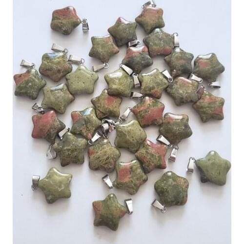 2020 HOt fashion good quality natural Unikate stone pendant five-pointed star charms for DIY jewelry making 50pcs/lot Wholesale