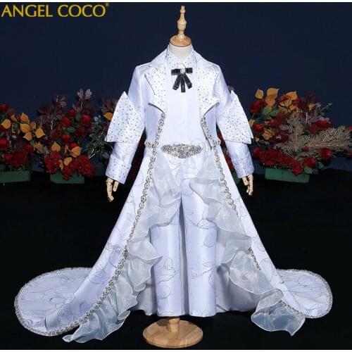 Luxury White Silver Gold Boys Clothes Sets Pageant Dresses For Children Boys Evening Dress Teen Clothing Celebrity Abendkleider