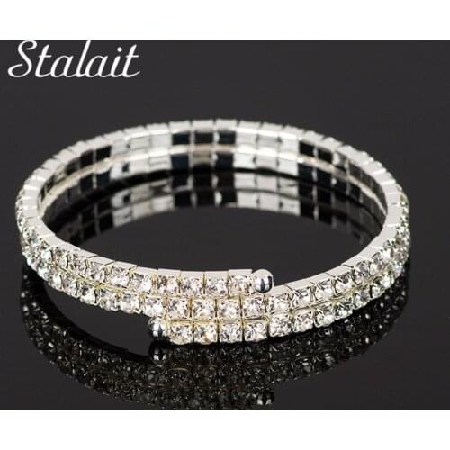 Luxury Full Rhinestone Surround Bracelets For Female Charm Double Layer Silver Color Bracelet&Bangle Accessories Mujer