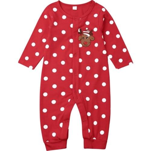 Infant Baby Boy Girl Christmas Outfit Romper Jumpsuit Playsuit Cotton Clothes