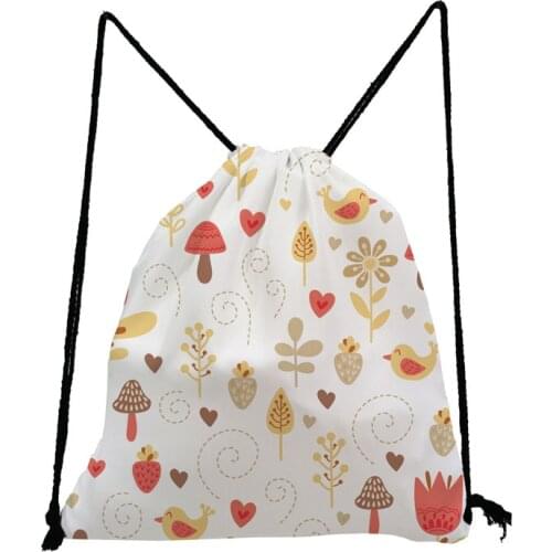 Cartoon Plant Backpack Mushroom Printed Drawstring Bags Casual Unisex Travel Bag Large Capacity Shoe Bag to School Storage Bag