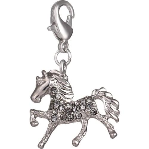 Most happy fashion charm with a lobster clasp straight white rhinestone pendant jewelry accessories free delivery DZ103 pony DIY