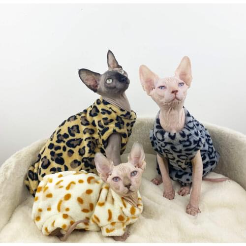 Sphinx Hairless Cat Clothing Autumn Winter Thick Winter Plush Leopard Flannel Clothing Cat Clothing