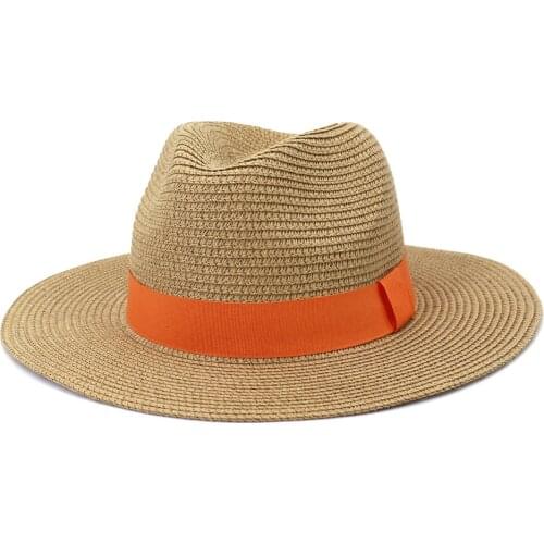 2021 High Quality Women Men British Classic Jazz Panama Straw Besch Summer Outdoor Unisex Solid Hat Caps