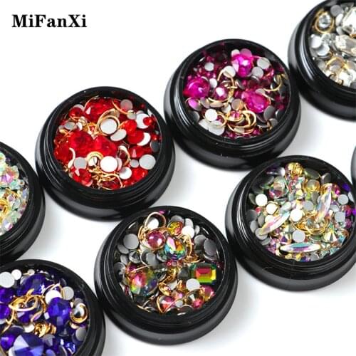 Mix 3D Nail Art Decorations Golden Gem Stones Metal Frames Irregular Crystal Diamonds DIY Manicure Uv Gel Polish